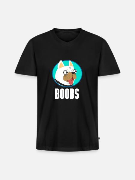 Boobs - Chien - T-shirt encolure en V Premium bio Homme - noir