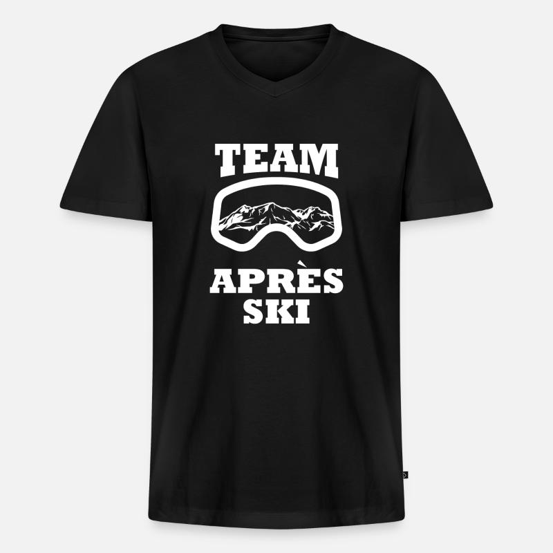 Team Apres Ski - Männer Premium Bio T-Shirt mit V-Ausschnitt - Schwarz