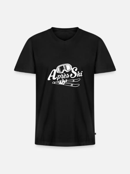 Apres ski - Men's Premium Organic T-shirt with V-neck - black