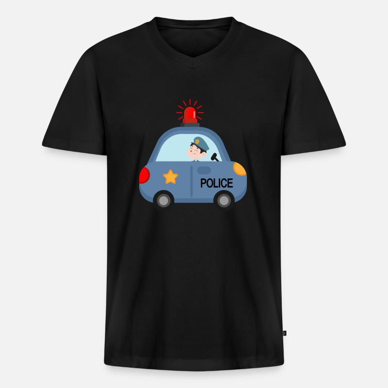 Police Polizei Kinderkommisar Blaulicht - Männer Premium Bio T-Shirt mit V-Ausschnitt - Schwarz
