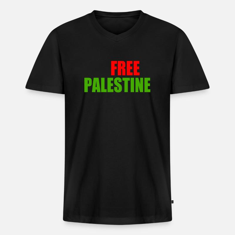 Free palestine - Männer Premium Bio T-Shirt mit V-Ausschnitt - Schwarz