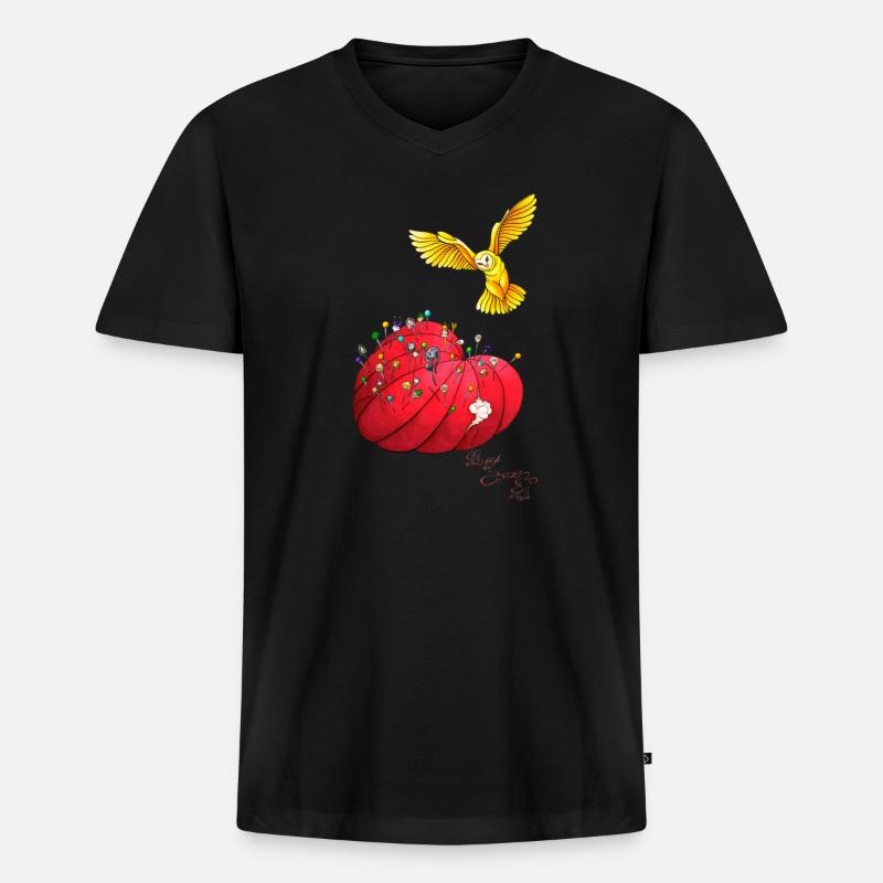 Pic de Coeur - Männer Premium Bio T-Shirt mit V-Ausschnitt - Schwarz