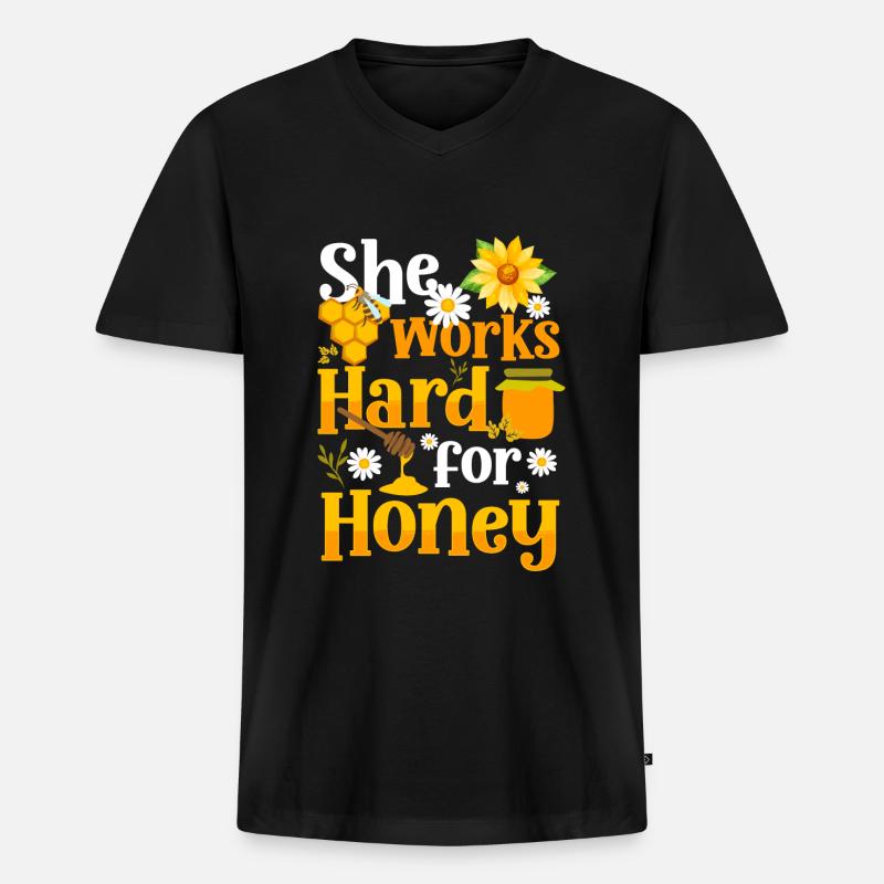 Honig Umweltschutz Züchter - Männer Premium Bio T-Shirt mit V-Ausschnitt - Schwarz