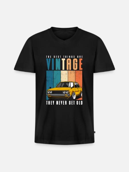 Oldtimer Motorist Old - Men's Premium Organic T-shirt with V-neck - black