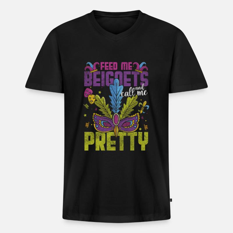 Parade Maske Bunt Perlen - Männer Premium Bio T-Shirt mit V-Ausschnitt - Schwarz