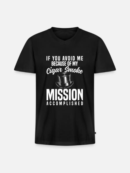 cigar smoking nicotine connoisseur - Men's Premium Organic T-shirt with V-neck - black