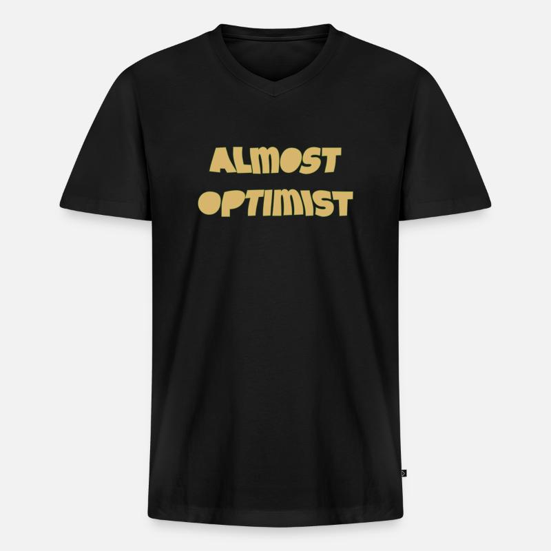 almost optimist - Männer Premium Bio T-Shirt mit V-Ausschnitt - Schwarz