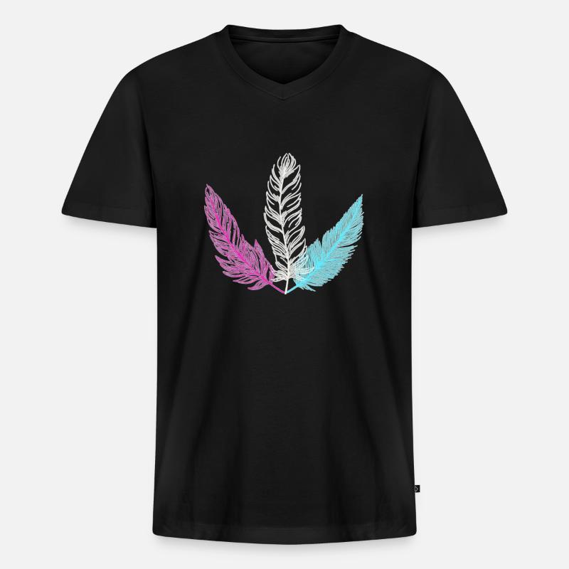 trans feder - Männer Premium Bio T-Shirt mit V-Ausschnitt - Schwarz
