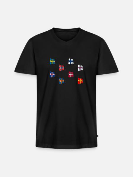 Flags Scandinavia - Men's Premium Organic T-shirt with V-neck - black