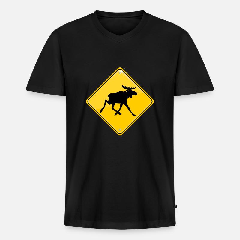 Elch - Männer Premium Bio T-Shirt mit V-Ausschnitt - Schwarz