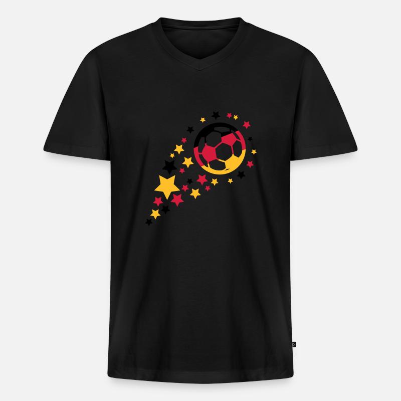 fußball design - Männer Premium Bio T-Shirt mit V-Ausschnitt - Schwarz