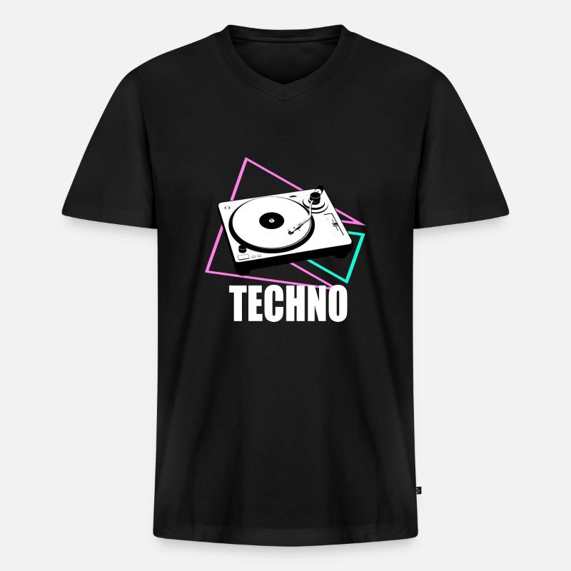 Techno-Decks - Männer Premium Bio T-Shirt mit V-Ausschnitt - Schwarz