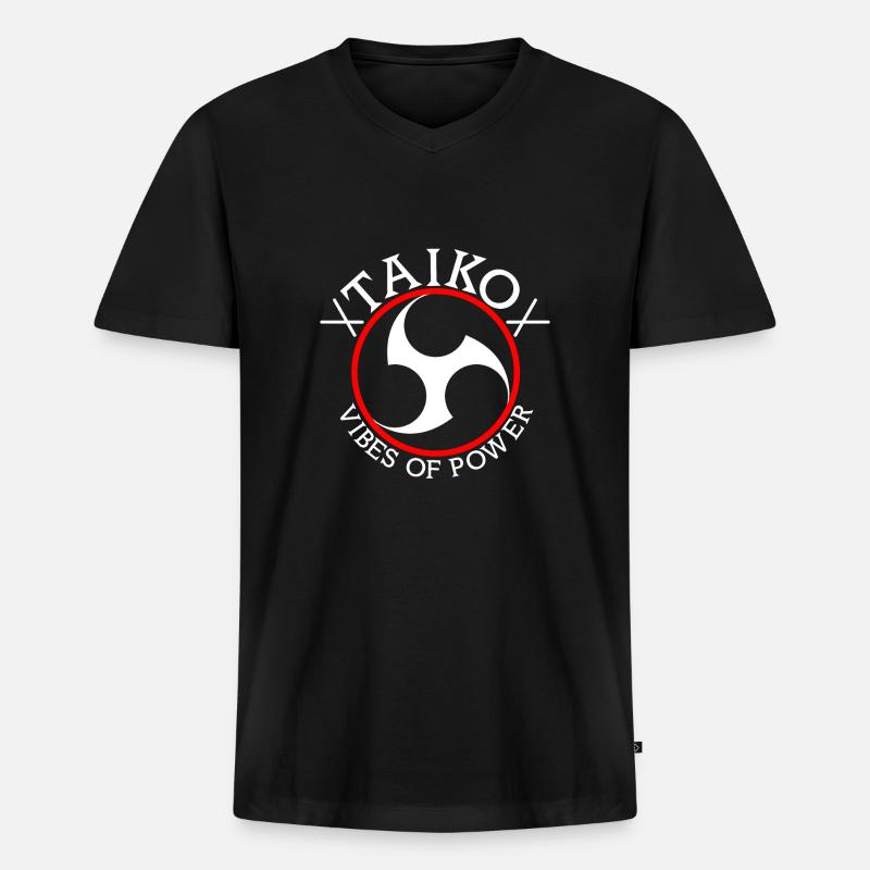 TAIKO - Männer Premium Bio T-Shirt mit V-Ausschnitt - Schwarz
