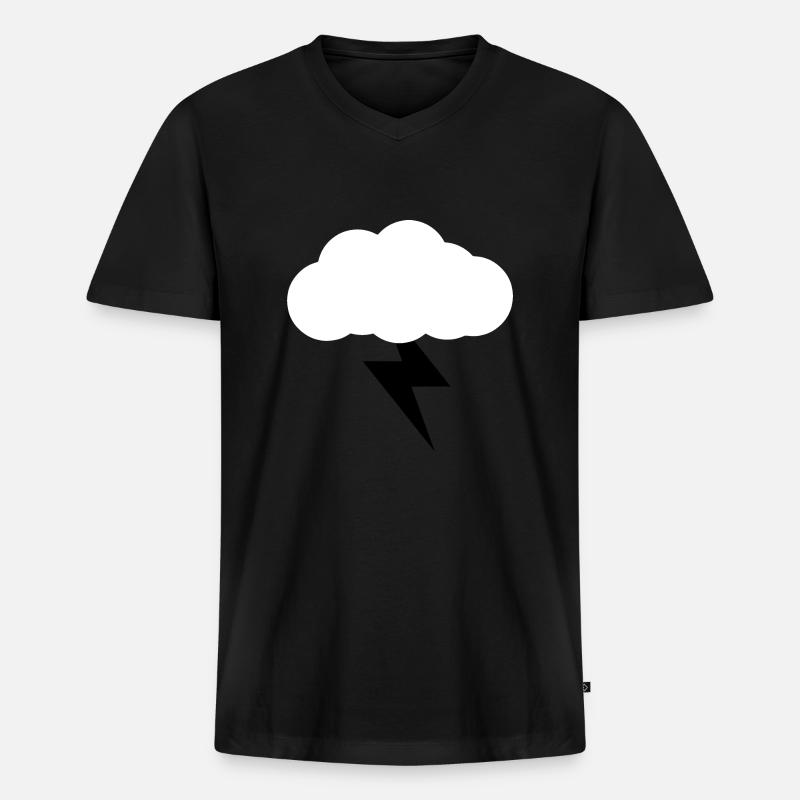 Wolke blitz Design - Männer Premium Bio T-Shirt mit V-Ausschnitt - Schwarz