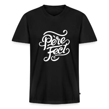 Père-fect - T-shirt encolure en V Premium bio Homme - noir - Devant - Nico (187cm)