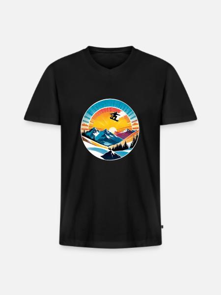 Snowboarding, snow and skiing - Men's Premium Organic T-shirt with V-neck - black