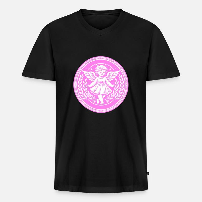Schutzengel Logo - Männer Premium Bio T-Shirt mit V-Ausschnitt - Schwarz