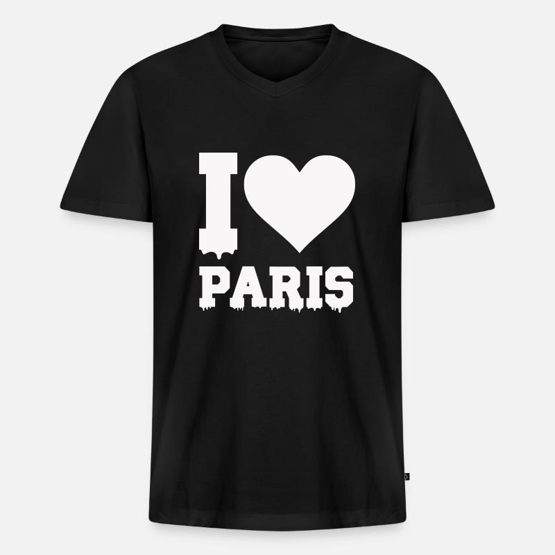 i love paris - Männer Premium Bio T-Shirt mit V-Ausschnitt - Schwarz