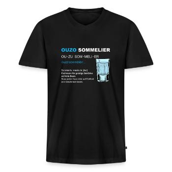 Ouzo Sommelier Saufen JGA Männertag Party - Männer Premium Bio T-Shirt mit V-Ausschnitt - Schwarz - Vorne - Nico (187cm)