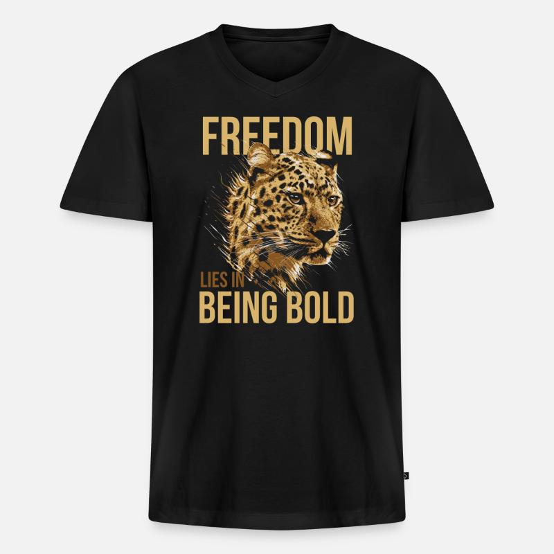 Leopard - Männer Premium Bio T-Shirt mit V-Ausschnitt - Schwarz