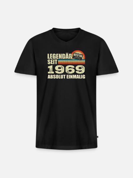 Legendary since 1969 - absolutely unique - Men's Premium Organic T-shirt with V-neck - black