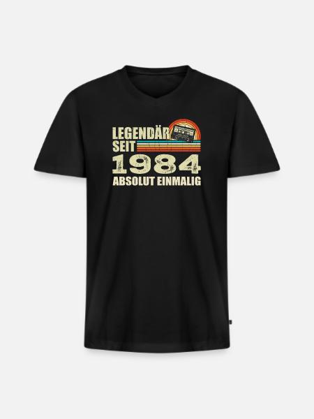 Legendary since 1984 - absolutely unique - Men's Premium Organic T-shirt with V-neck - black