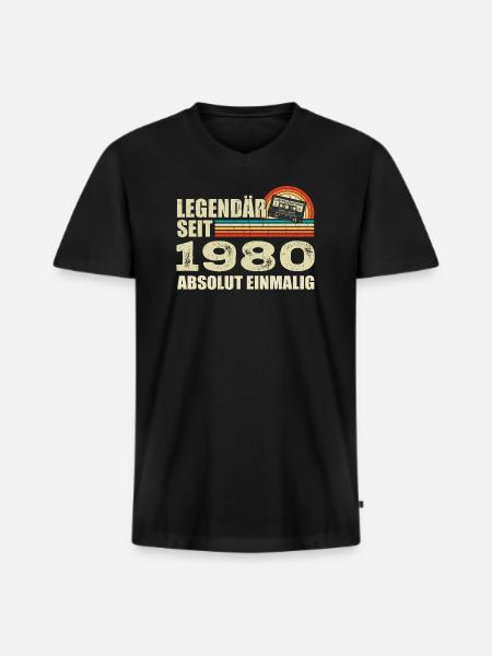 Legendary since 1980 - absolutely unique - Men's Premium Organic T-shirt with V-neck - black