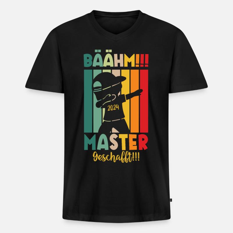 Master Masterabsolvent Masterabschluss Geschenk - Männer Premium Bio T-Shirt mit V-Ausschnitt - Schwarz