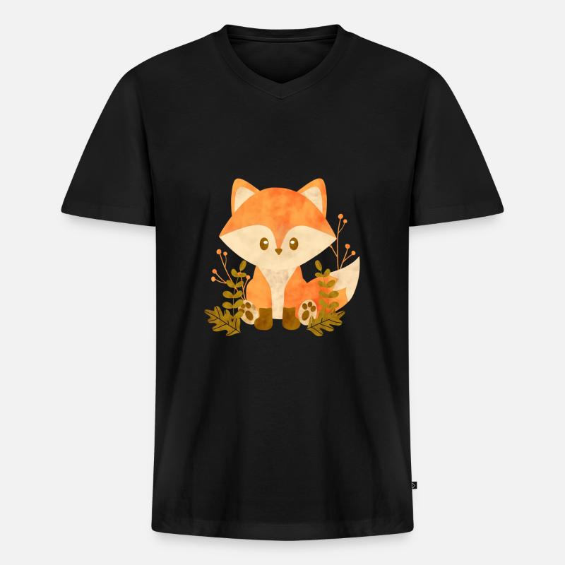 Süßer Fuchs - Männer Premium Bio T-Shirt mit V-Ausschnitt - Schwarz