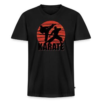 Karaté Arts Martiaux - T-shirt encolure en V Premium bio Homme - noir - Devant - Nico (187cm)