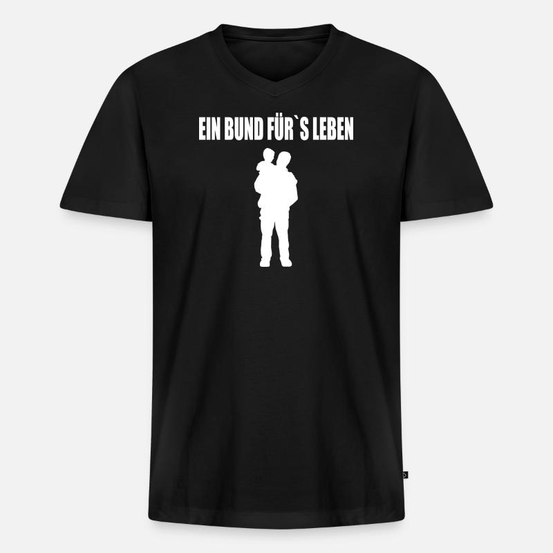 Papa - Männer Premium Bio T-Shirt mit V-Ausschnitt - Schwarz