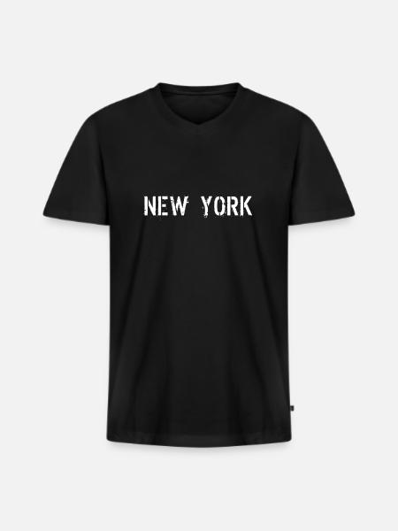 New York - T-shirt encolure en V Premium bio Homme - noir