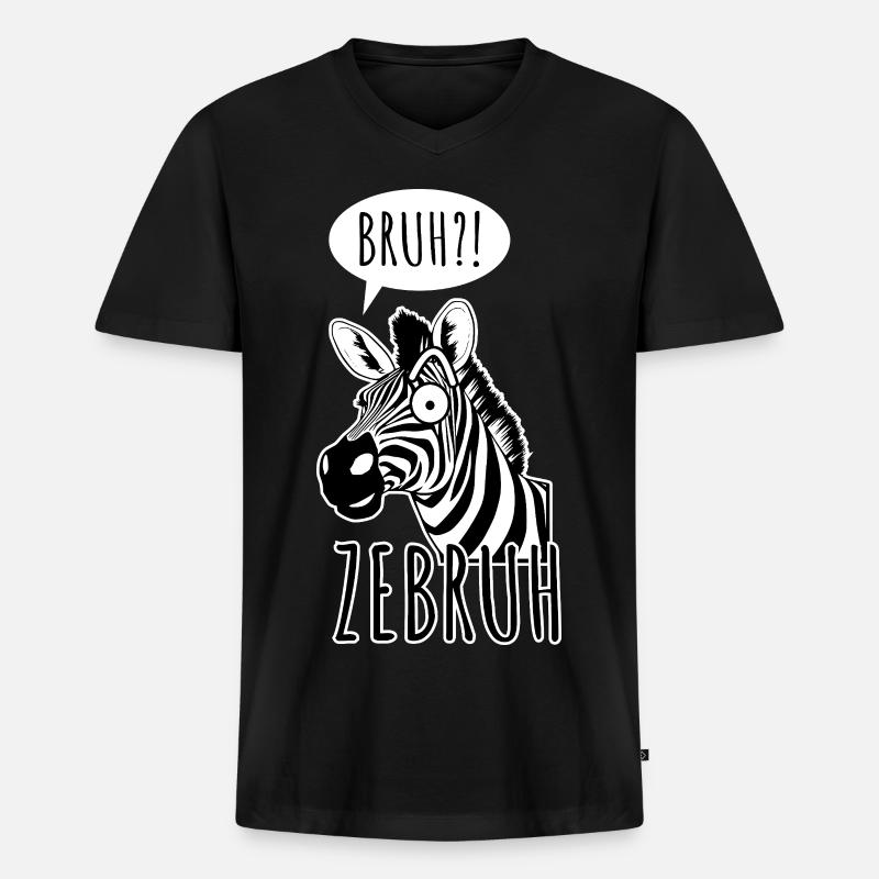 Zebra Bro - Ein ZeBRUH! - Männer Premium Bio T-Shirt mit V-Ausschnitt - Schwarz