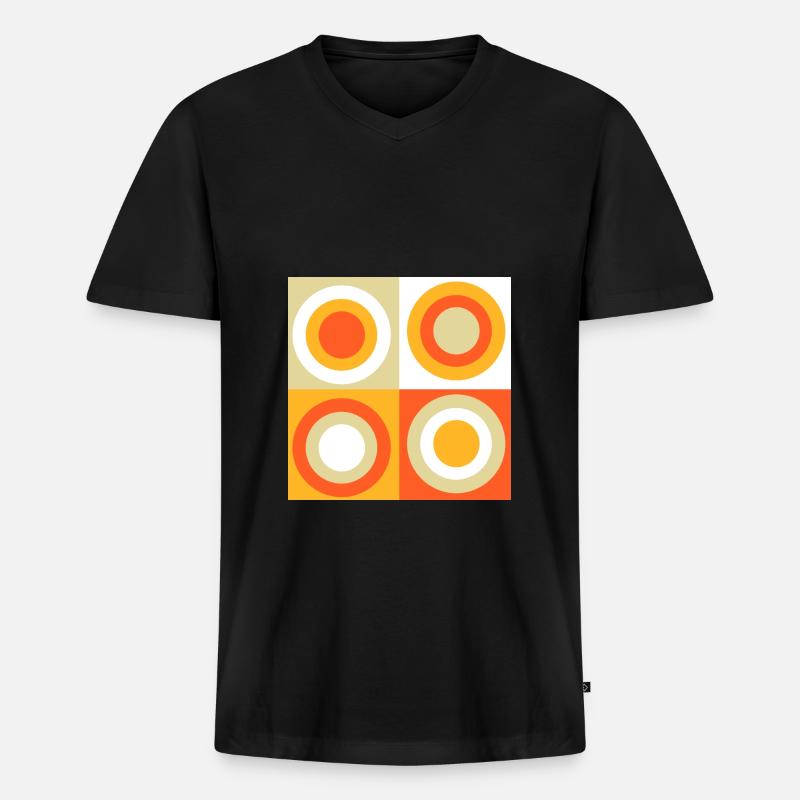 70s Pattern Circles Squiggle - Men's Premium Organic T-shirt with V-neck - black