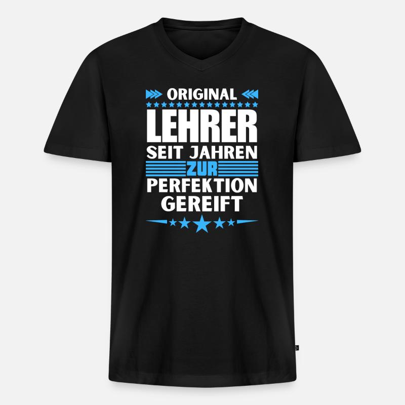 Zur Perfektion gereifter Lehrer - Männer Premium Bio T-Shirt mit V-Ausschnitt - Schwarz