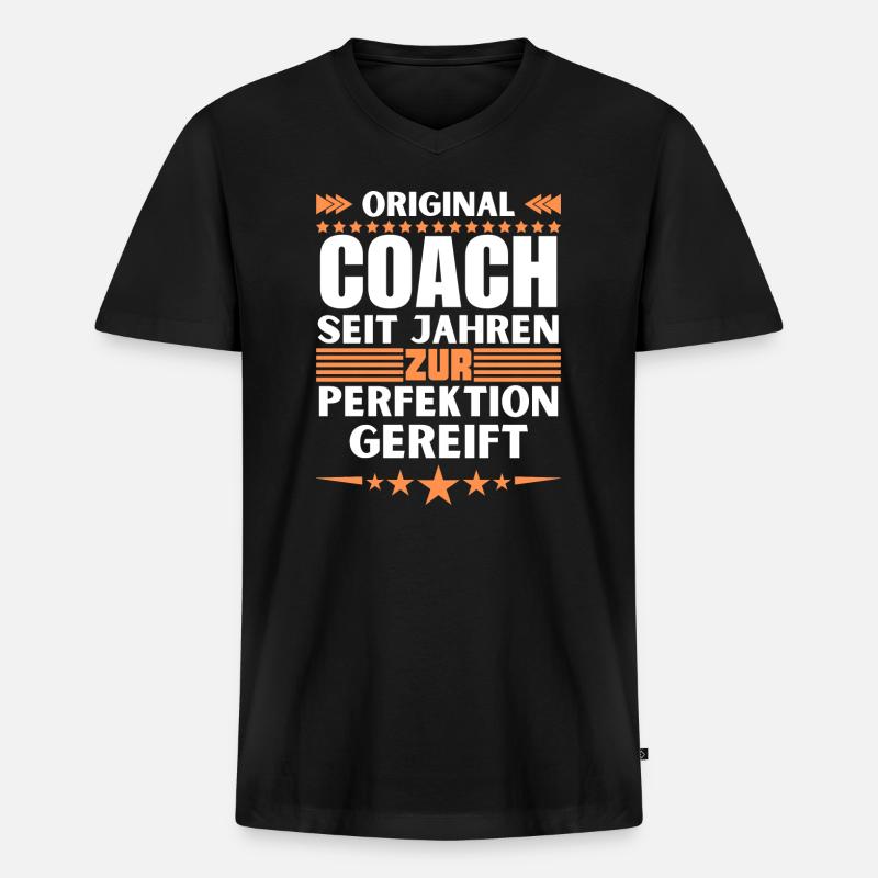 Zur Perfektion gereifter Coach - Männer Premium Bio T-Shirt mit V-Ausschnitt - Schwarz