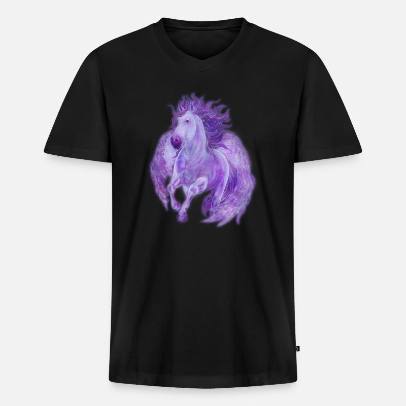 Pegasus - Männer Premium Bio T-Shirt mit V-Ausschnitt - Schwarz