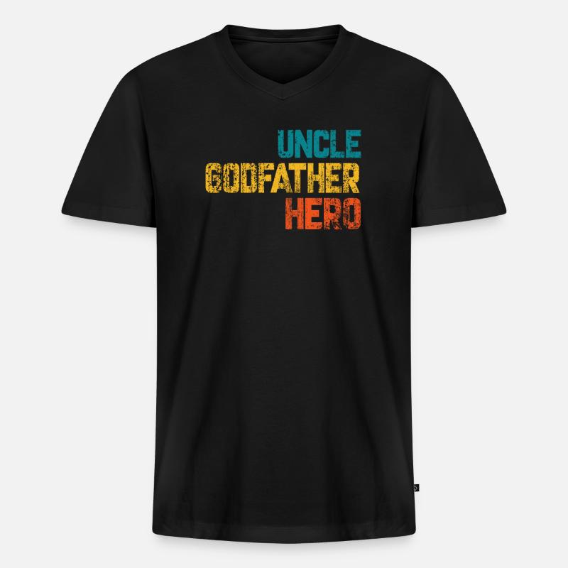 UNCLE DODFATHER HERO Geschenk - Männer Premium Bio T-Shirt mit V-Ausschnitt - Schwarz