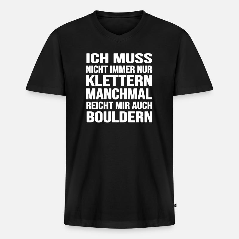bouldern boulderfelsen freiklettern boulderzeit - Männer Premium Bio T-Shirt mit V-Ausschnitt - Schwarz
