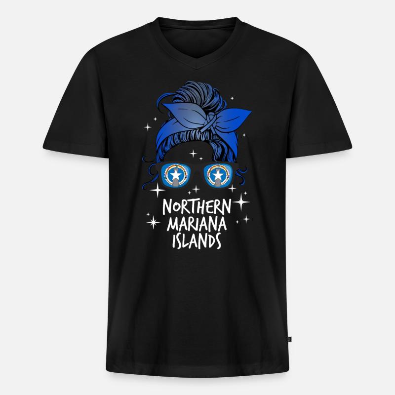 Nördliche Marianen - Männer Premium Bio T-Shirt mit V-Ausschnitt - Schwarz