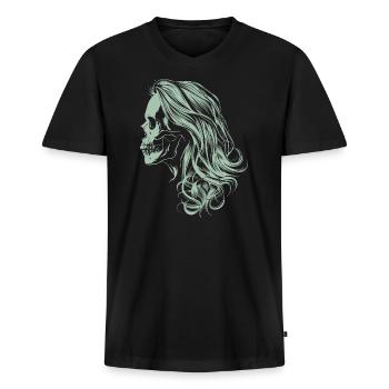 Crâne de fille zombie - T-shirt encolure en V Premium bio Homme - noir - Devant - Nico (187cm)