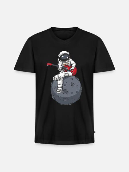 Gitarre - Männer Premium Bio T-Shirt mit V-Ausschnitt - Schwarz