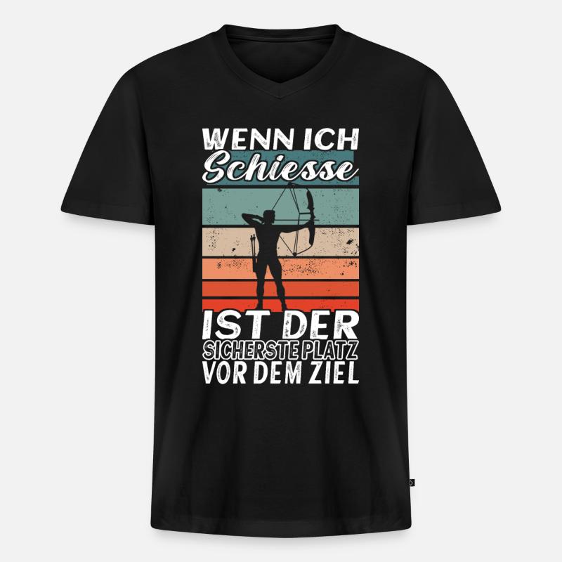 Bogenschiessen Bogensport Bogenschütze Archery - Männer Premium Bio T-Shirt mit V-Ausschnitt - Schwarz