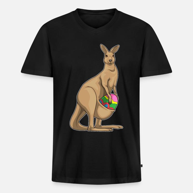 Kangaroo Easter Easter Egg - Men's Premium Organic T-shirt with V-neck - black
