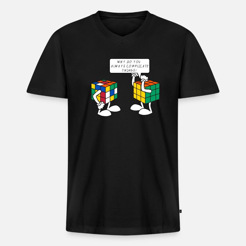 Rubik's Cube Humour Complicate Things - Premium økologisk T-shirt med V-hals til mænd - sort