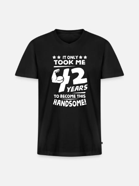 Happy 42 Years Old - Men's Premium Organic T-shirt with V-neck - black
