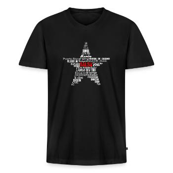 Salsa Blanc Star Shirt - Mambo de New York - T-shirt encolure en V Premium bio Homme - noir - Devant - Nico (187cm)