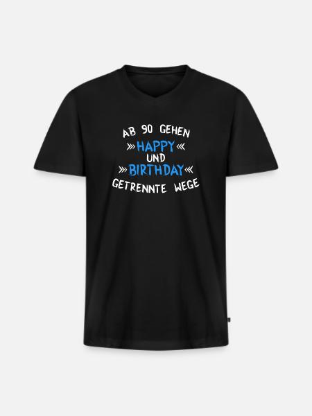 Ab 90 blau - Männer Premium Bio T-Shirt mit V-Ausschnitt - Schwarz