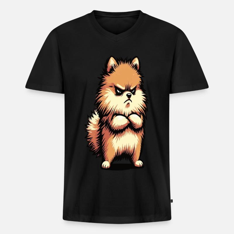 Zwergspitz Zwergspitze Zwerspitzhalter Spitz - Männer Premium Bio T-Shirt mit V-Ausschnitt - Schwarz