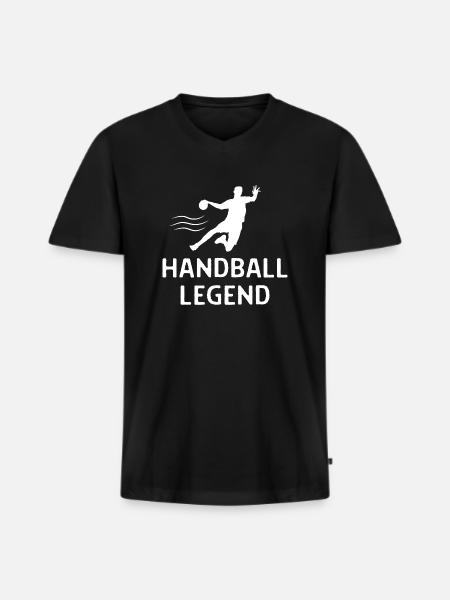 Handball Handballer Spruch Geschenk - Männer Premium Bio T-Shirt mit V-Ausschnitt - Schwarz